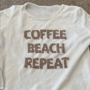 White Sweater with Brown Text